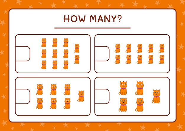 얼마나 많은 고양이, 어린이용 게임. 벡터 일러스트 레이 션, 인쇄용 워크시트