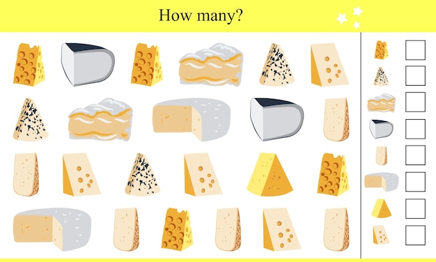 Vector how many cheese? educational game for children