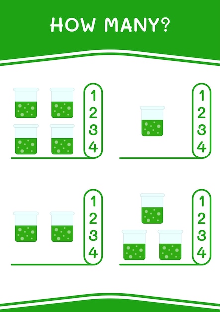 How many of Chemistry flask game for children Vector illustration printable worksheet