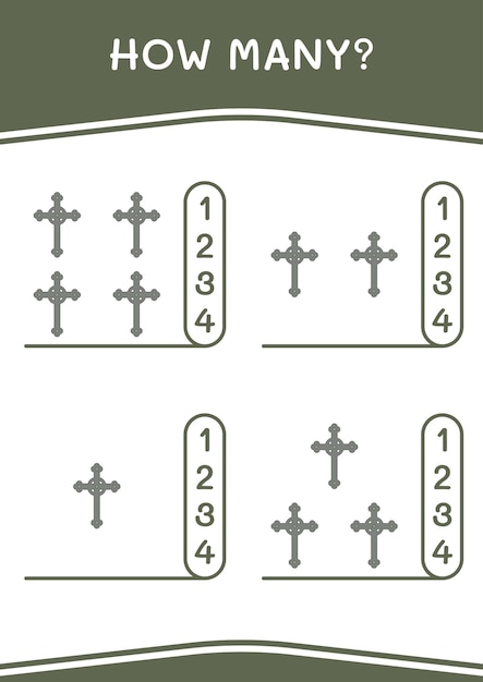 어린이 벡터 일러스트 인쇄용 워크시트를 위한 기독교 십자가 게임의 수