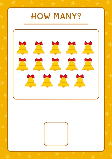 얼마나 많은 크리스마스 벨, 어린이를위한 게임. 벡터 일러스트 레이 션, 인쇄용 워크시트