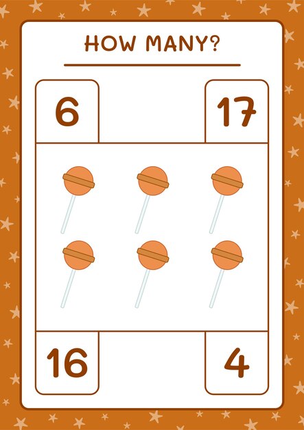 How many christmas candy, game for children. vector illustration, printable worksheet