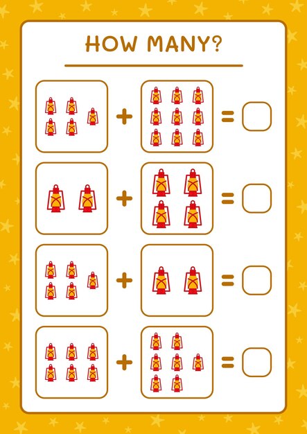 Quante lanterne di natale, gioco per bambini. illustrazione vettoriale, foglio di lavoro stampabile