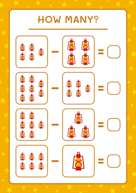 얼마나 많은 크리스마스 랜턴, 어린이를 위한 게임. 벡터 일러스트 레이 션, 인쇄용 워크시트