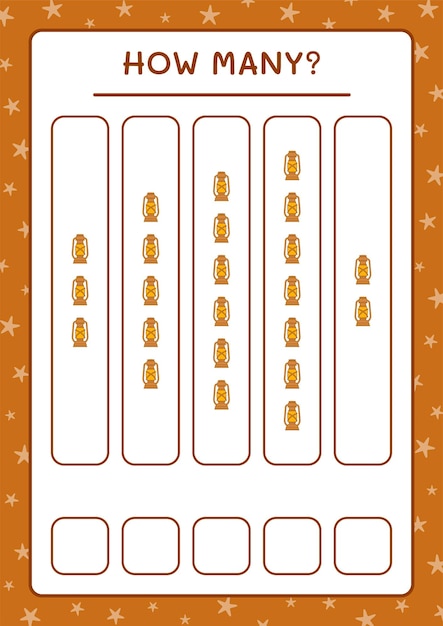 How many christmas lantern, game for children. Vector illustration, printable worksheet