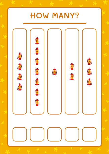 How many christmas lantern, game for children. Vector illustration, printable worksheet