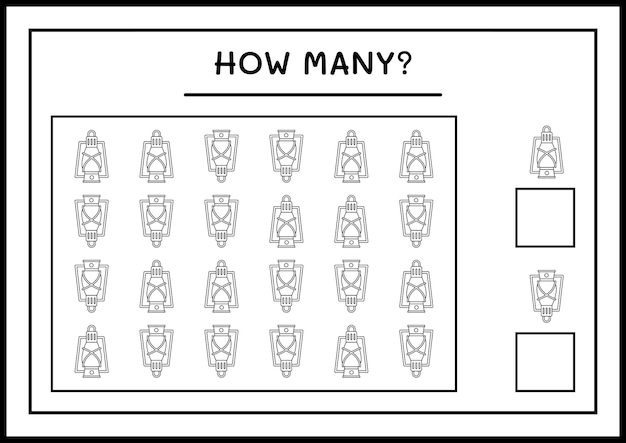 얼마나 많은 크리스마스 랜턴, 아이들을 위한 게임. 벡터 일러스트 레이 션, 인쇄용 워크시트