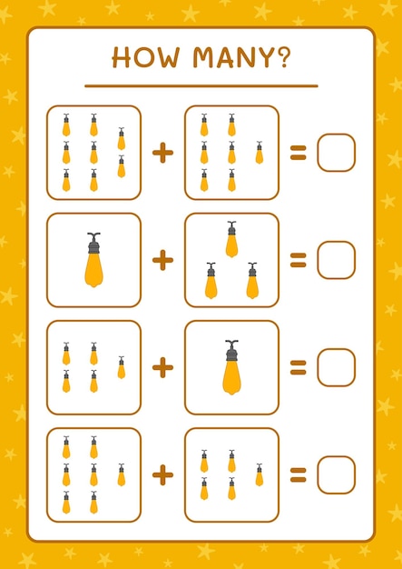 How many christmas light, game for children. Vector illustration, printable worksheet