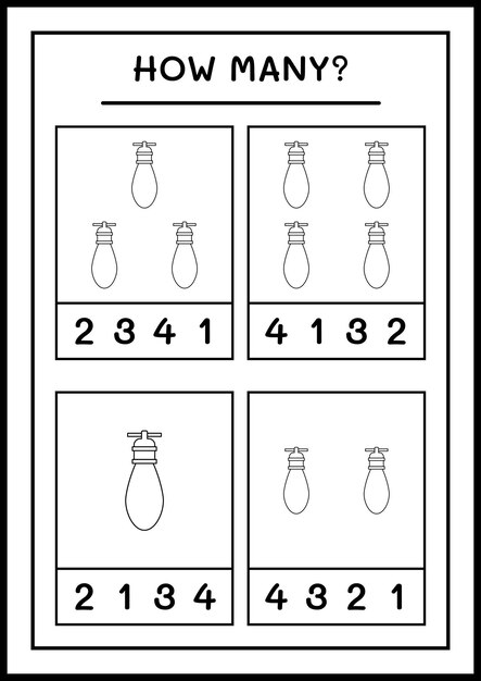 얼마나 많은 크리스마스 조명, 어린이용 게임. 벡터 일러스트 레이 션, 인쇄용 워크시트