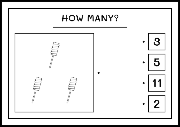 How many christmas lollipop, game for children. Vector illustration, printable worksheet