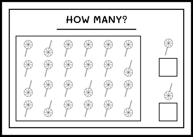 얼마나 많은 크리스마스 롤리팝, 어린이를 위한 게임. 벡터 일러스트 레이 션, 인쇄용 워크시트