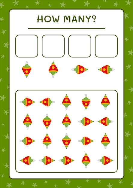 How many christmas ornament, game for children. vector illustration, printable worksheet