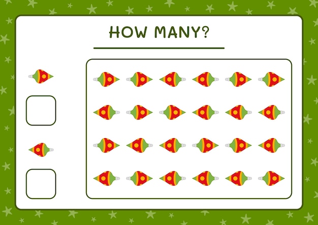 얼마나 많은 크리스마스 장식, 어린이용 게임. 벡터 일러스트 레이 션, 인쇄용 워크시트
