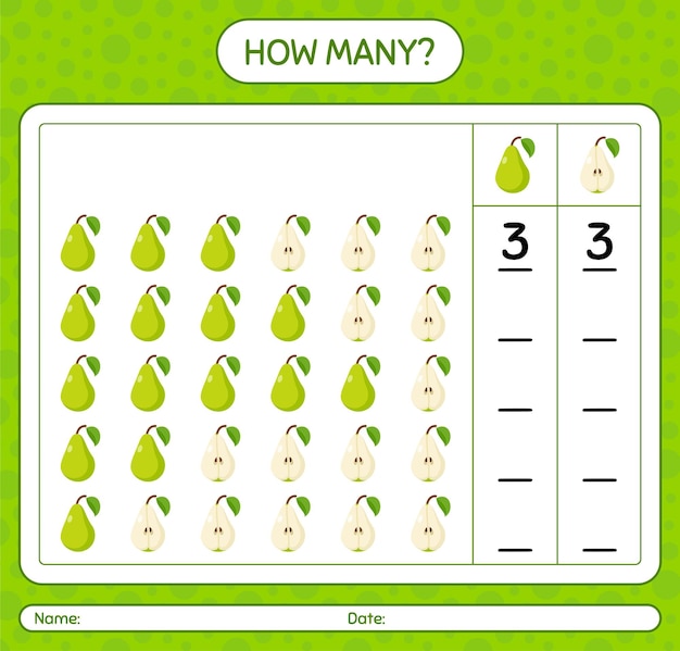 How many counting game with avocado worksheet for preschool kids, kids activity sheet, printable worksheet