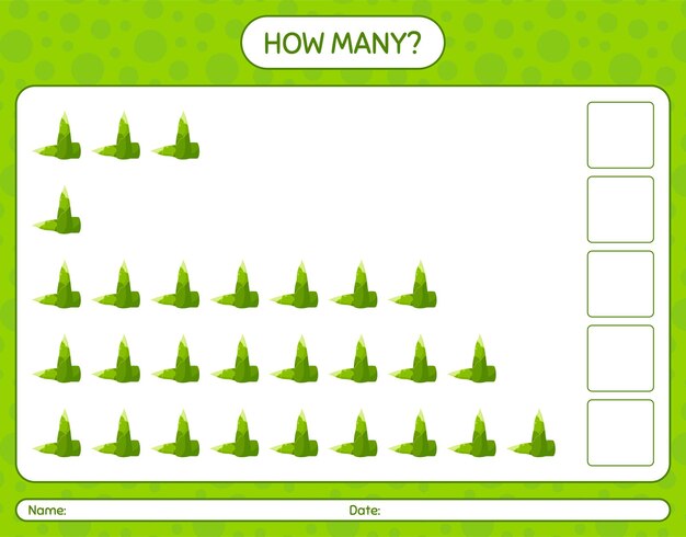 How many counting game with bamboo shoot. worksheet for preschool kids, kids activity sheet, printable worksheet