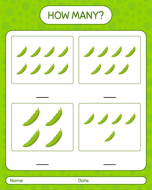 How many counting game with bitter melon. worksheet for preschool kids, kids activity sheet, printable worksheet