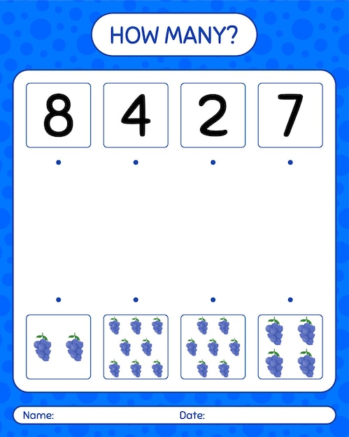 How many counting game with blueberry. worksheet for preschool kids, kids activity sheet, printable worksheet
