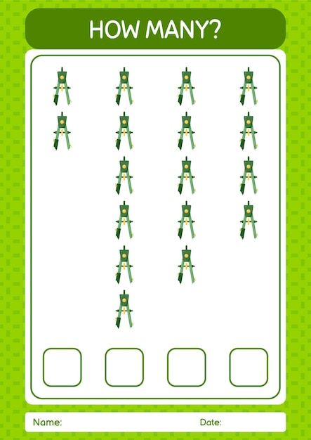 就学前の子供の子供の活動シートのための弓コンパスワークシートを使ったカウントゲームの数
