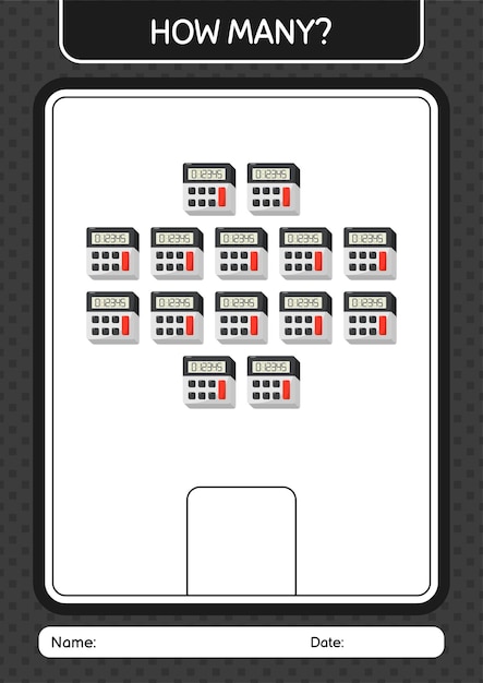 How many counting game with calculator worksheet for preschool kids kids activity sheet