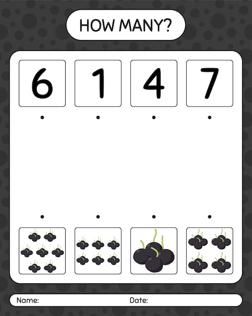 Quanti giochi di conteggio con dewberry. foglio di lavoro per bambini in età prescolare, foglio di attività per bambini, foglio di lavoro stampabile