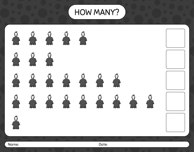 How many counting game with grim reaper. worksheet for preschool kids, kids activity sheet