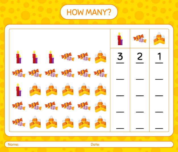 How many counting game with halloween icon. worksheet for preschool kids, kids activity sheet