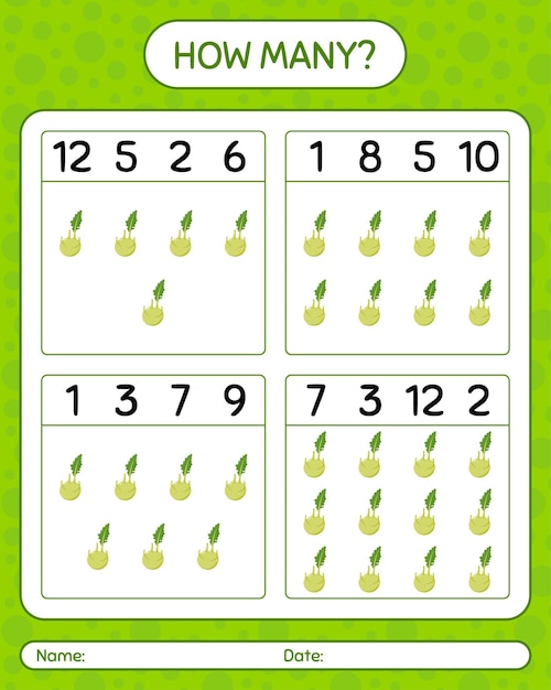 How many counting game with kohlrabi. worksheet for preschool kids, kids activity sheet, printable worksheet