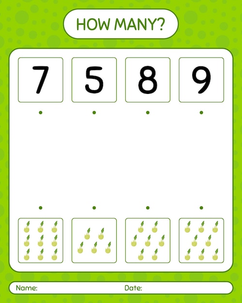 How many counting game with kohlrabi. worksheet for preschool kids
