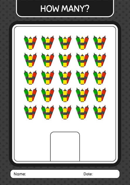 就学前の子供の子供の活動シートのマーカー ペンのワークシートを使った数を数えるゲーム