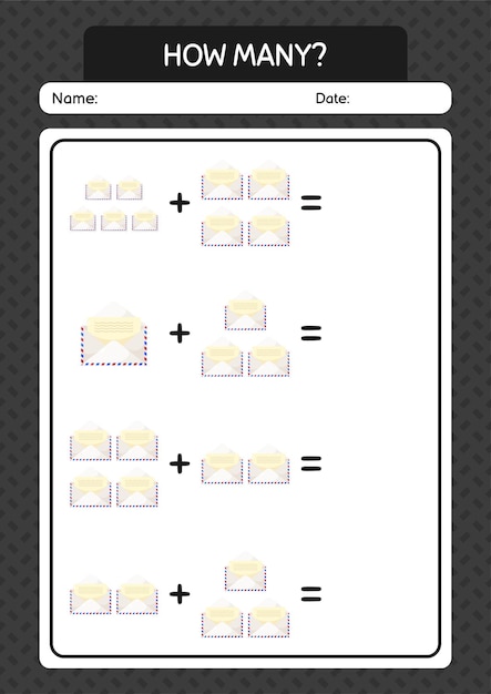 就学前の子供の子供の活動シートの紙メールワークシートを使ったカウントゲームの数