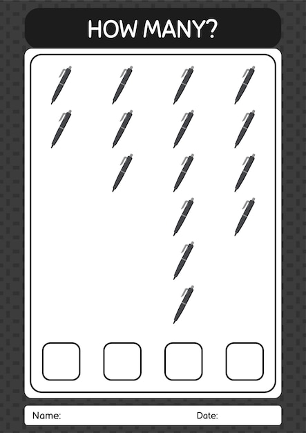 미취학 아동 아동 활동 시트를 위한 펜 워크시트로 게임을 몇 개 계산