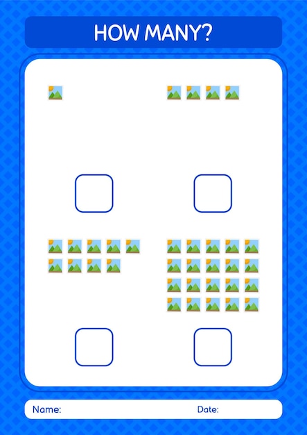 Quanti giochi di conteggio con foglio di lavoro fotografico per fogli di attività per bambini in età prescolare