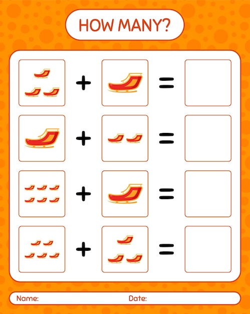 How many counting game with santa's sleigh. worksheet for preschool kids, kids activity sheet