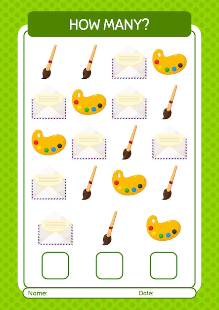 How many counting game with summer icon worksheet for preschool kids kids activity sheet