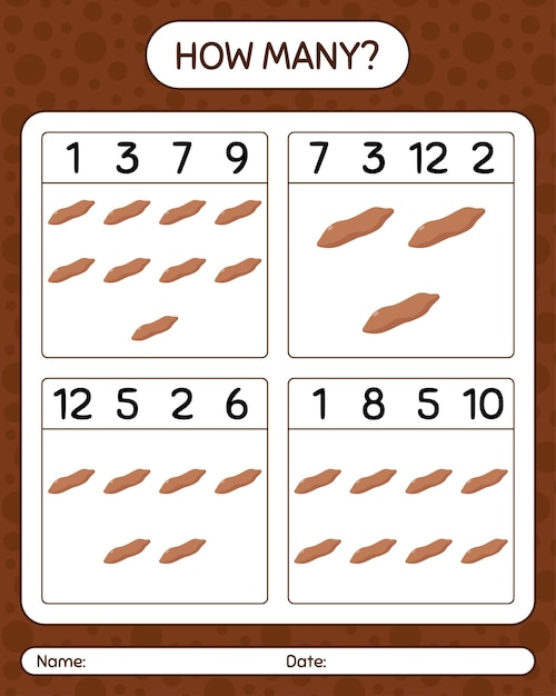 How many counting game with sweet potato. worksheet for preschool kids, kids activity sheet, printable worksheet