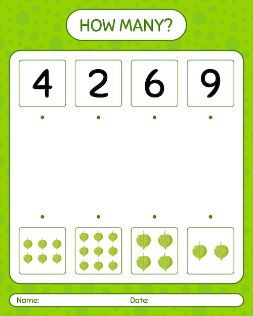 How many counting game with tomatillo. worksheet for preschool kids, kids activity sheet
