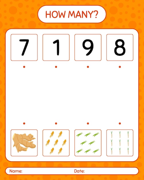 How many counting game with vegetables. worksheet for preschool kids, kids activity sheet, printable worksheet