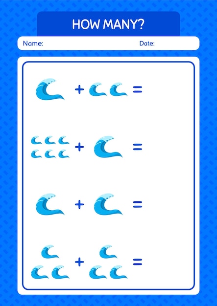 就学前の子供たちの子供たちの活動シートのための波のワークシートでゲームを数える数