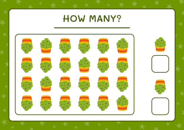 How many cup cake, game for children. vector illustration, printable worksheet