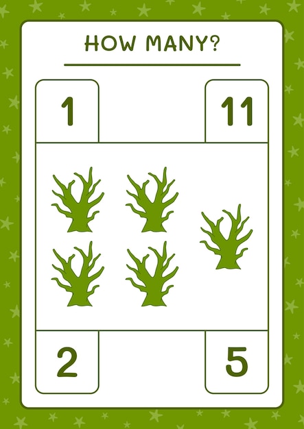 How many dead tree, game for children. vector illustration, printable worksheet