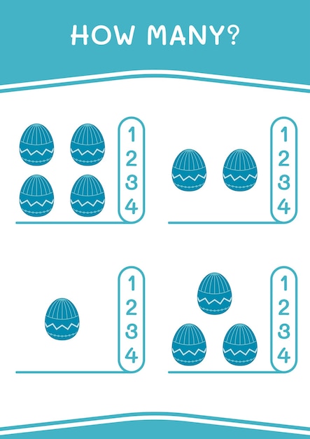 How many of Easter egg game for children Vector illustration printable worksheet