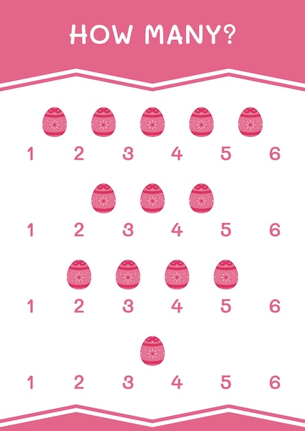 How many of easter egg game for children vector illustration printable worksheet