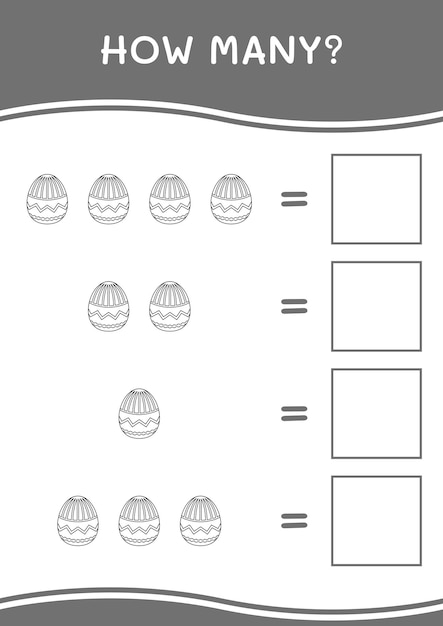 Сколько пасхальных яиц для детей Векторная иллюстрация лист для печати