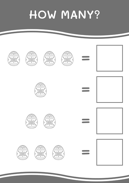 어린이 벡터 일러스트 인쇄용 워크 시트를위한 부활절 달걀 게임의 수