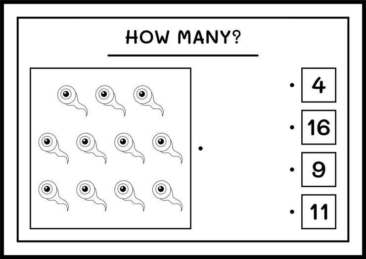 Vector how many eye, game for children. vector illustration, printable worksheet