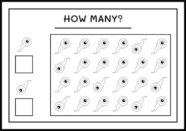 얼마나 많은 눈, 어린이용 게임. 벡터 일러스트 레이 션, 인쇄용 워크시트