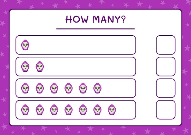 How many Ghost, game for children. Vector illustration, printable worksheet