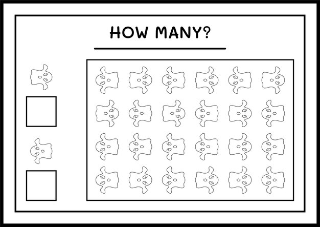 얼마나 많은 고스트, 어린이용 게임. 벡터 일러스트 레이 션, 인쇄용 워크시트
