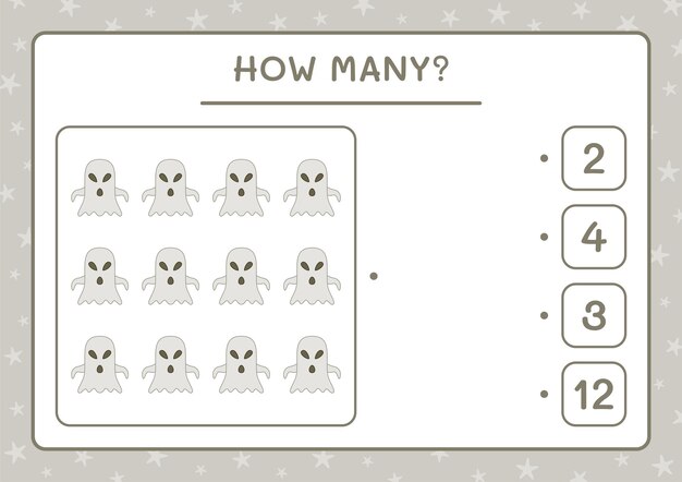 How many Ghost, game for children. Vector illustration, printable worksheet