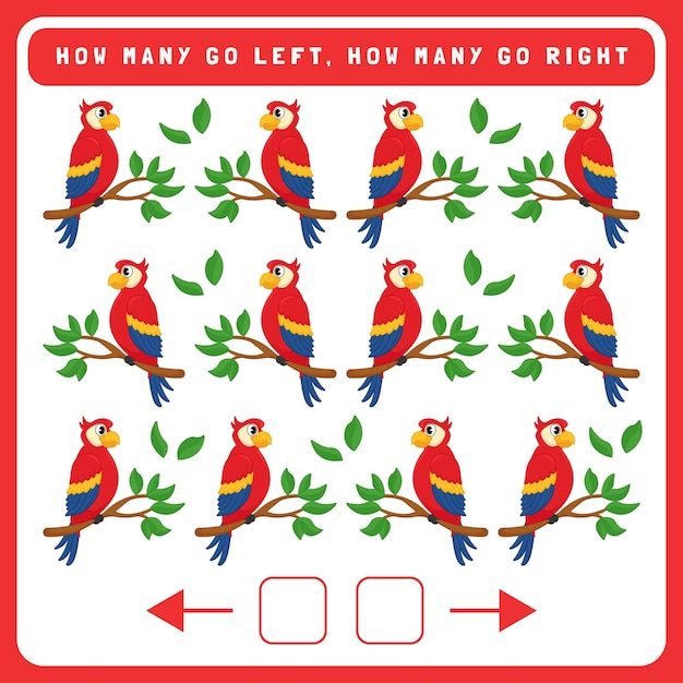 How many go left and how many go right worksheet
